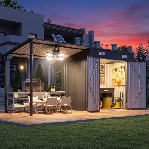 Outdoor Lighting Solar - 6x4FT Outdoor Storage Shed & Hardtop