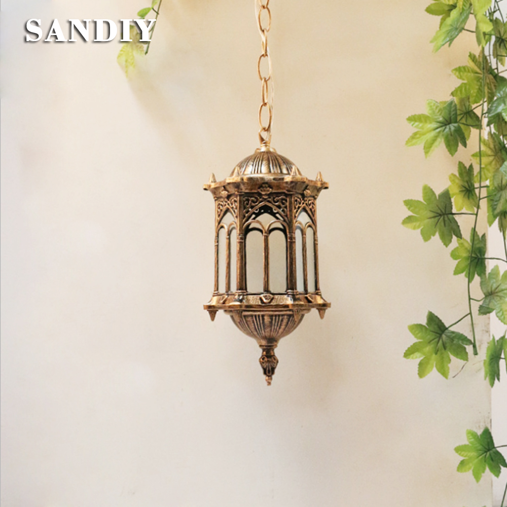 Outdoor Lighting Restaurant - SANDIY Outdoor Pendant Lamp Retro Hang