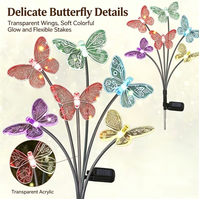 Outdoor Lighting Solar - Solar Powered Butterfly Lights, Waterproof LED