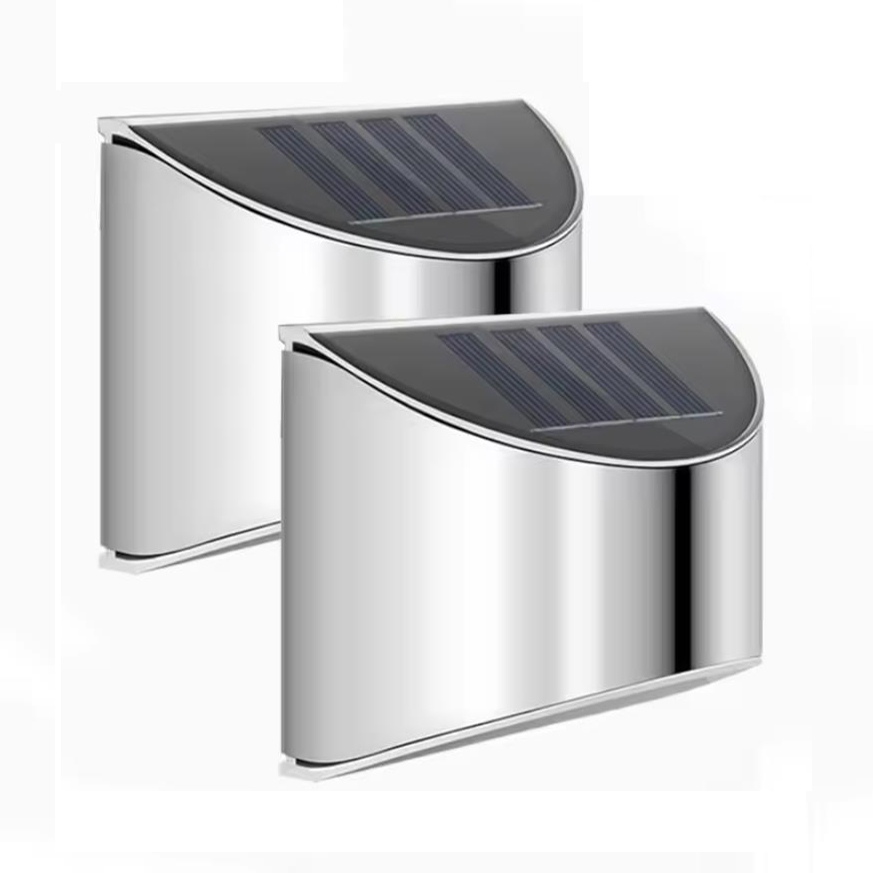 Outdoor Lighting Lux - 2Pcs Solar Garden Light Stainless Steel