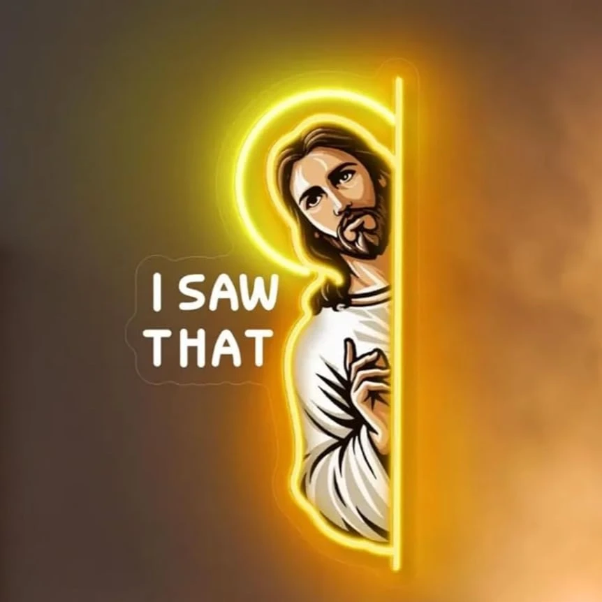 Outdoor Lighting Restaurant - Jesus LED Neon Sign I Saw