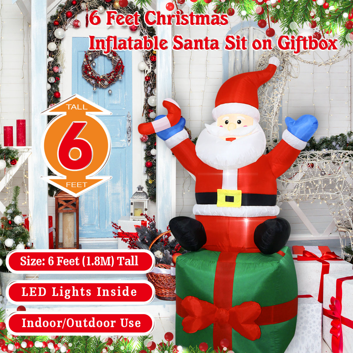6 FT Christmas Inflatables San - огляд і ціна Outdoor Lighting Box