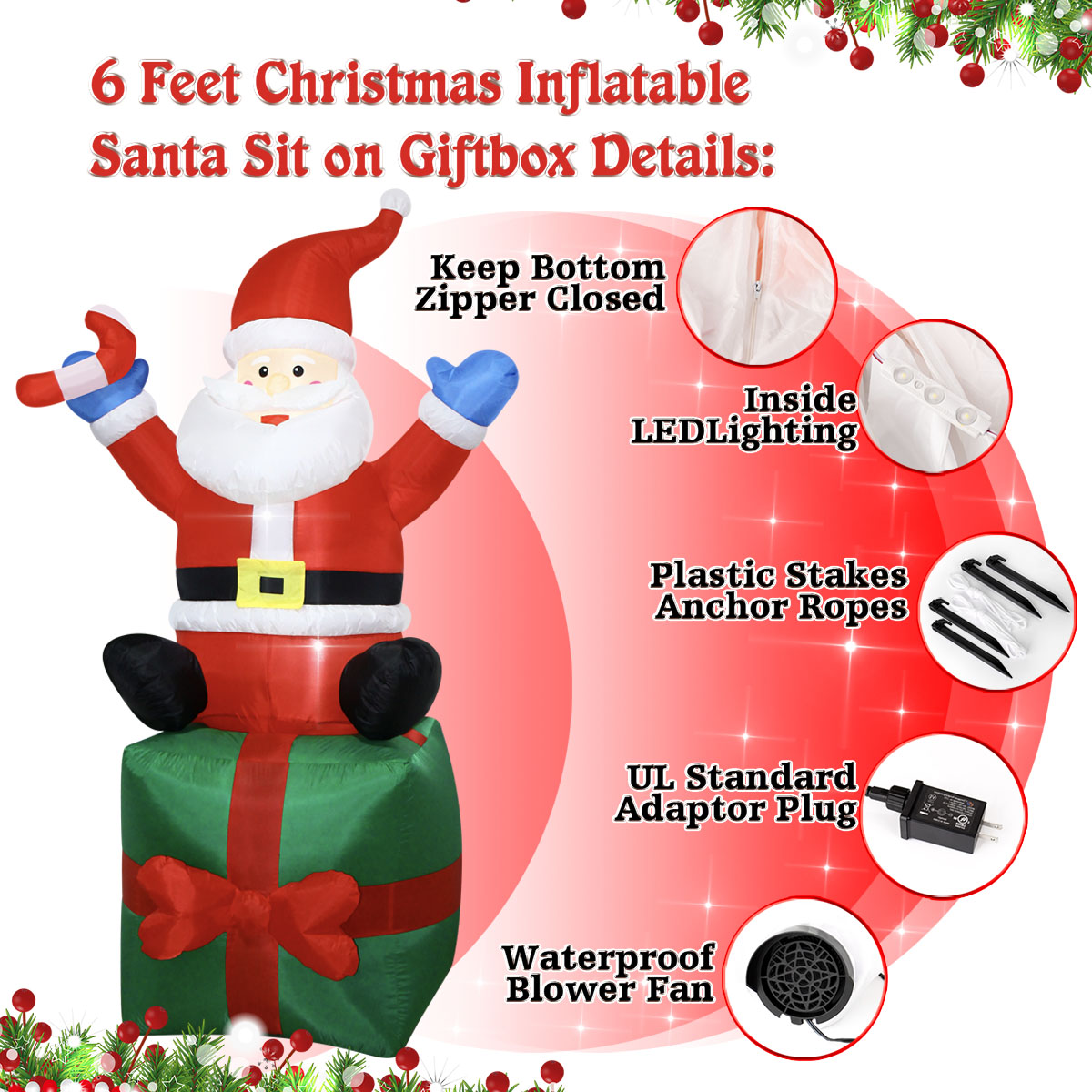 6 FT Christmas Inflatables San - огляд і ціна Outdoor Lighting Box