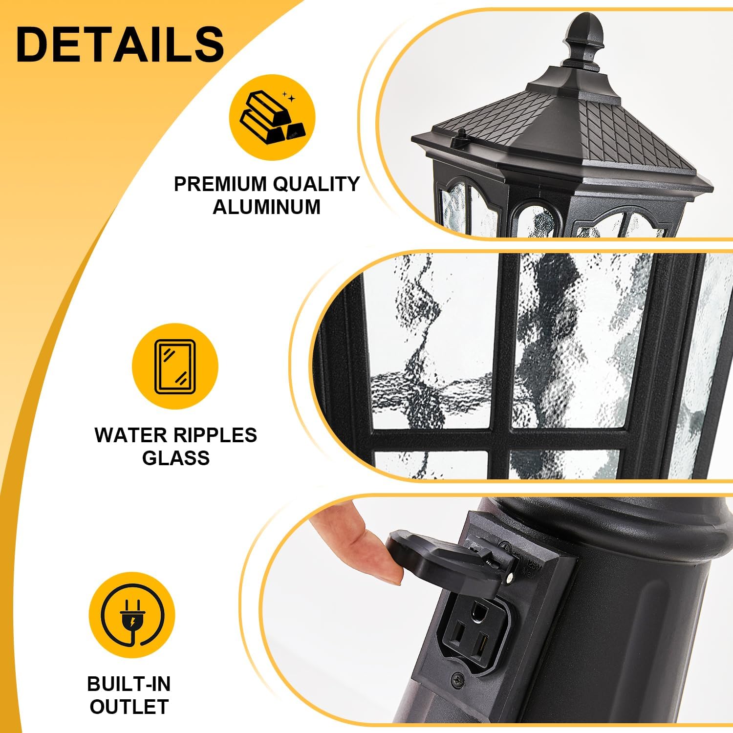 Waterproof outdoor pole light  - огляд і ціна Outdoor Lighting No Outlet