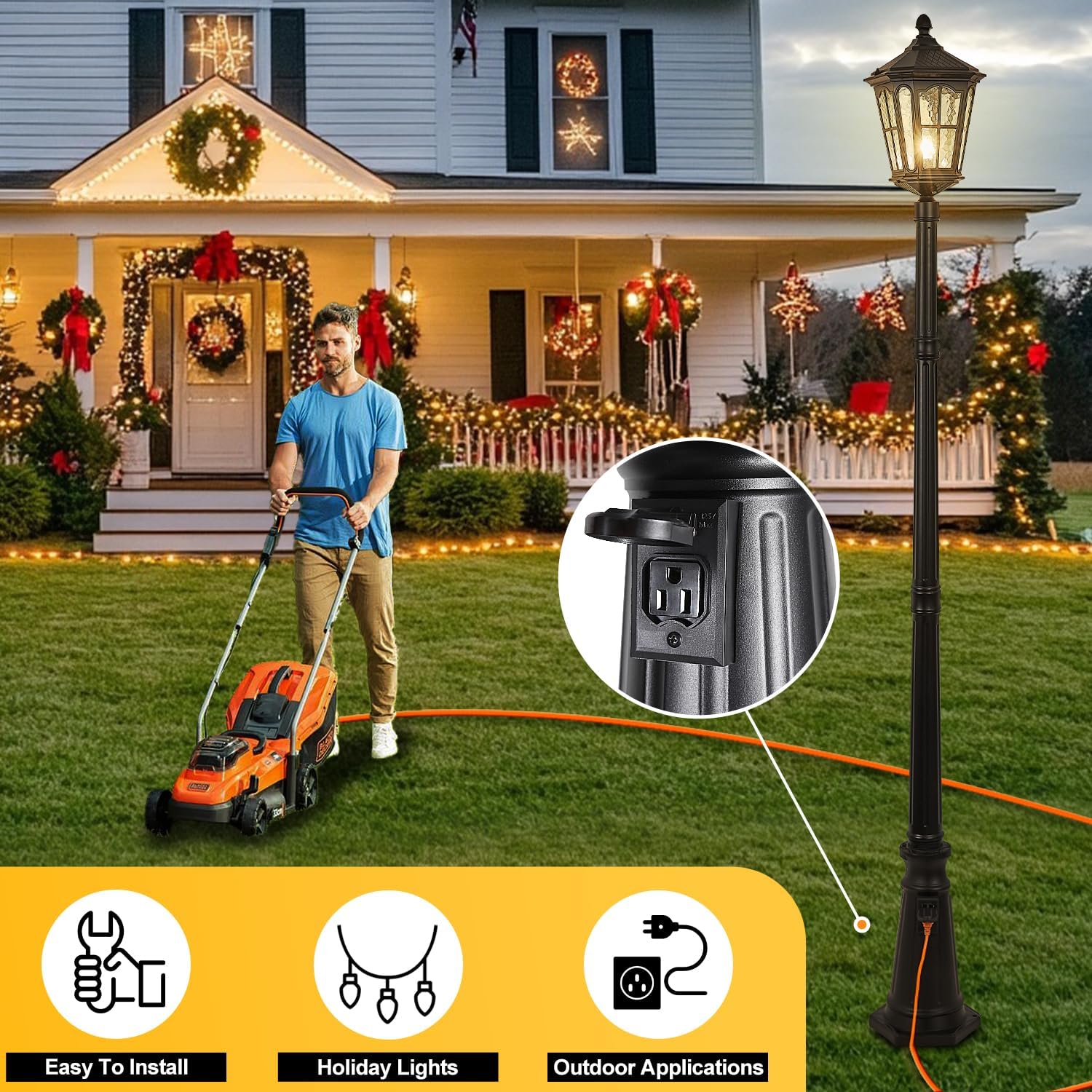 Waterproof outdoor pole light  - огляд і ціна Outdoor Lighting No Outlet