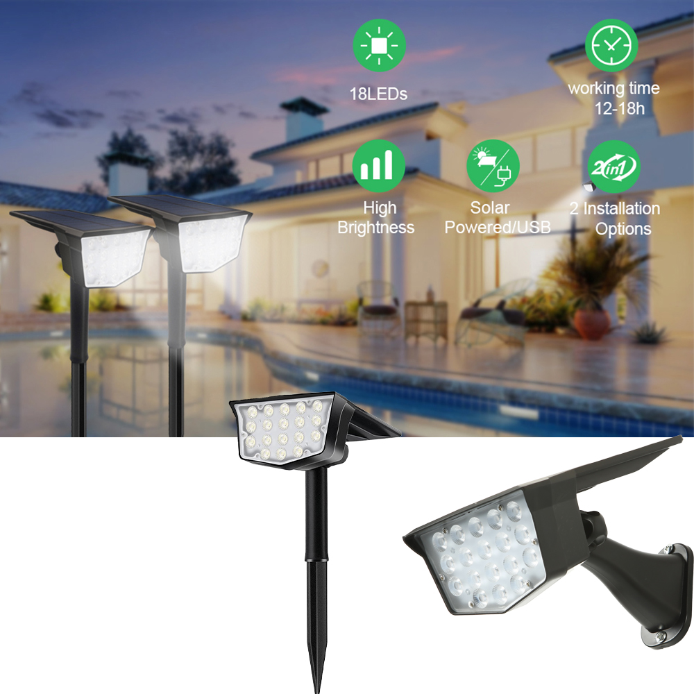 2Pcs Solar Outdoor Spot Lights - огляд і ціна Outdoor Lighting Spotlight