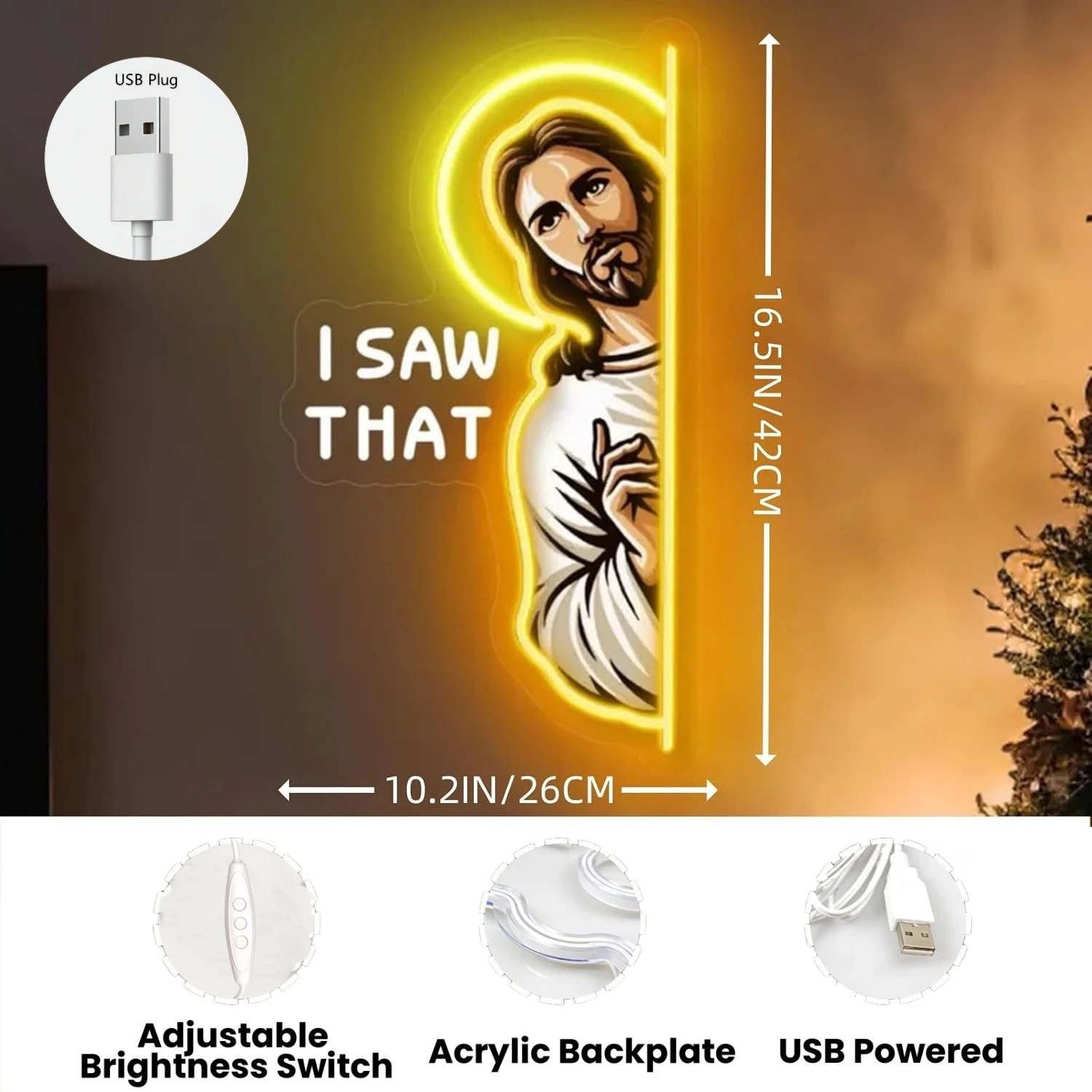 Jesus LED Neon Sign I Saw That - огляд і ціна Outdoor Lighting Restaurant